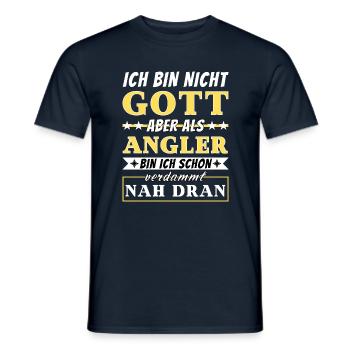 Ich bin nicht Gott aber als Angler nah dran - Männer T-Shirt - Navy - Vorne - AI Model Male 178 light (178cm)