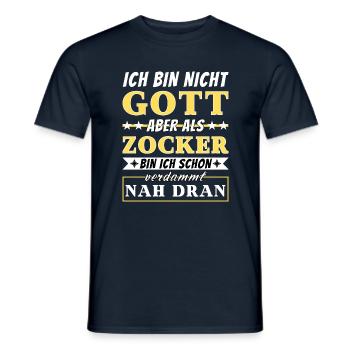 Ich bin nicht Gott aber als Zocker nah dran - Männer T-Shirt - Navy - Vorne - AI Model Male 178 light (178cm)