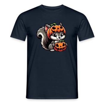 Halloween kürbis eichhörnchen lustig oktober herbs - Männer T-Shirt - Navy - Vorne - AI Model Male 178 light (178cm)