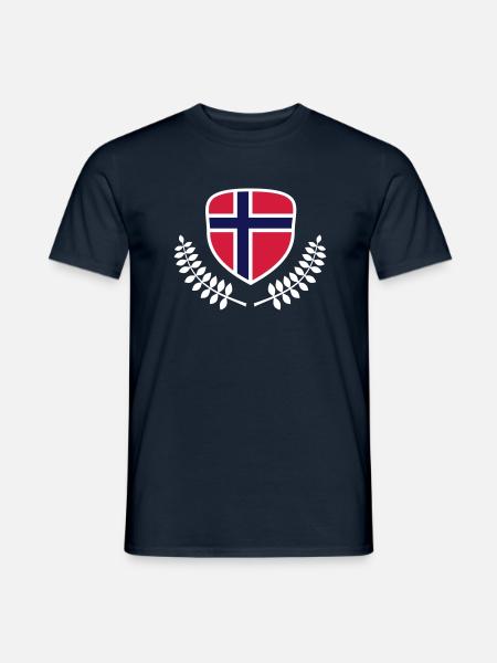 Toppene Norge flagg banner farger Shield Logo - T-skjorte herre - marine