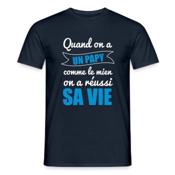 Quand on a un papy, papi, pépé, grand-père - T-shirt homme - marine - Devant - AI Model Male 178 light (178cm)