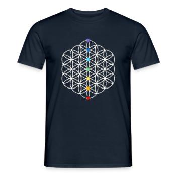 Flower of Life - free Chakrenpunkte colored - Men's T-Shirt - navy - Front - AI Model Male 178 light (178cm)