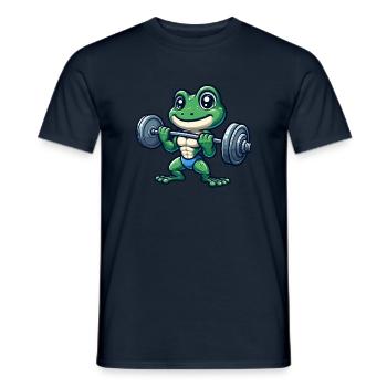 Cool grenouille barre haltérophilie dessin animé fitness - T-shirt homme - marine - Devant - AI Model Male 178 light (178cm)