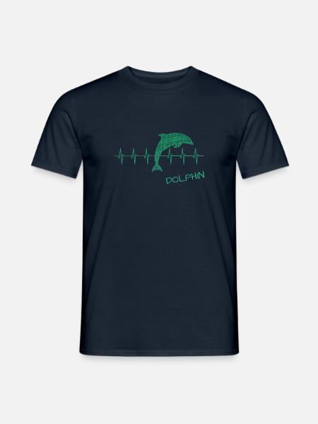 Dolphin Heartbeat Herzschlag Delfin - Männer T-Shirt - Navy