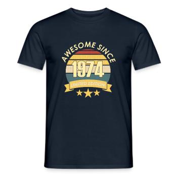 Vintage Awesome since 1974 Anniversaire Retro seashe - T-shirt homme - marine - Devant - AI Model Male 178 light (178cm)