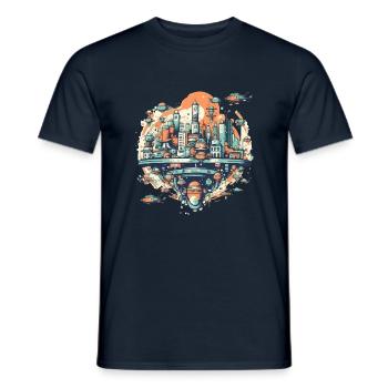 Ville futuriste - T-shirt homme - marine - Devant - AI Model Male 178 light (178cm)