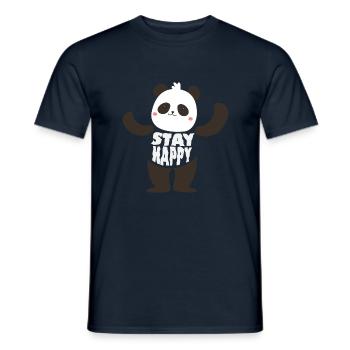 Restez heureux Panda - T-shirt homme - marine - Devant - AI Model Male 178 light (178cm)