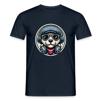 Chien de musique - T-shirt homme - marine - Devant - AI Model Male 178 light (178cm)