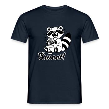 Mignon raton laveur mangeant de la confiture - Design « Sweet » - T-shirt homme - marine - Devant - AI Model Male 178 light (178cm)