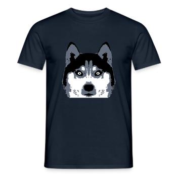Hund Weißer Husky Gesicht Kopf Schöne Rasse Cool - Männer T-Shirt - Navy - Vorne - AI Model Male 178 light (178cm)