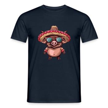 Pig Sombrero Wild Boar - Men's T-Shirt - navy - Front - AI Model Male 178 light (178cm)