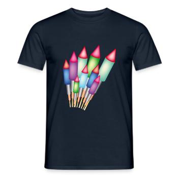 Feuerwerk / Raketen - Männer T-Shirt - Navy - Vorne - AI Model Male 178 light (178cm)