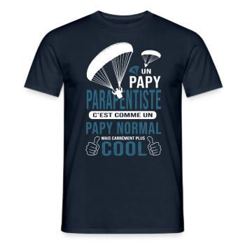 PAPY PARAPENTISTE cadeau parapente - T-shirt homme - marine - Devant - AI Model Male 178 light (178cm)
