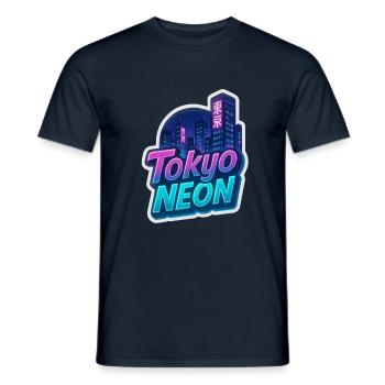 Tokyo Neon – Vaporwave Skyline Aufkleber - Männer T-Shirt - Navy - Vorne - AI Model Male 178 light (178cm)