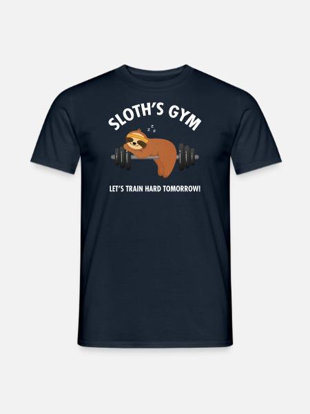 Sloth's Gym - Let's Train Hard Tomorrow - Men's T-Shirt - navy