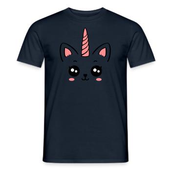 Meowicorn Unicorn Licorne chat enfant chat doux - T-shirt homme - marine - Devant - AI Model Male 178 light (178cm)