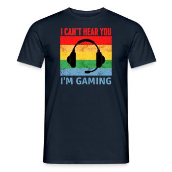 Je ne peux pas vous entendre, je joue à un t-shirt de jeu amusant - T-shirt homme - marine - Devant - AI Model Male 178 light (178cm)