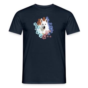White Shepherd, German Shepherd, Paws, Print - Men's T-Shirt - navy - Front - AI Model Male 178 light (178cm)