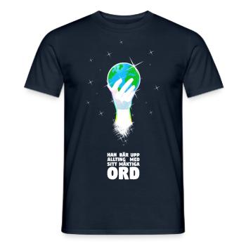 Er unterstützt die Welt - Schwedisch - Männer T-Shirt - Navy - Vorne - AI Model Male 178 light (178cm)