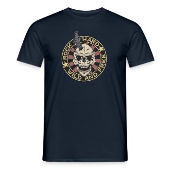Rock Hard – Wild and Free - Männer T-Shirt - Navy - Vorne - AI Model Male 178 light (178cm)
