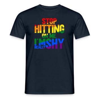 Stop dredging me, I'm shy - Men's T-Shirt - navy - Front - AI Model Male 178 light (178cm)