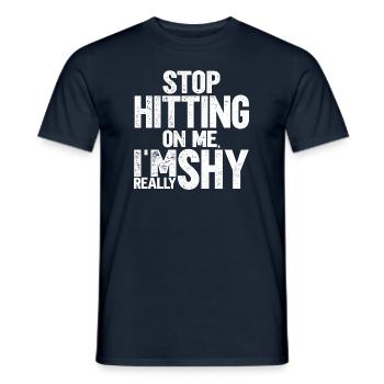 Stop dredging me, I'm shy - Men's T-Shirt - navy - Front - AI Model Male 178 light (178cm)