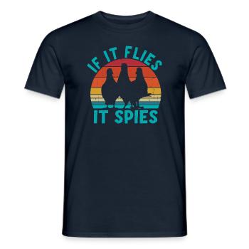 Quand il vole, il espionne - T-shirt homme - marine - Devant - AI Model Male 178 light (178cm)