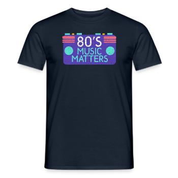 Musique des années 80 - T-shirt homme - marine - Devant - AI Model Male 178 light (178cm)