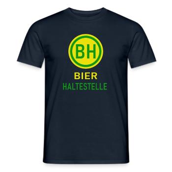 Bier Haltestelle Lustige Sprüche - Männer T-Shirt - Navy - Vorne - AI Model Male 178 light (178cm)