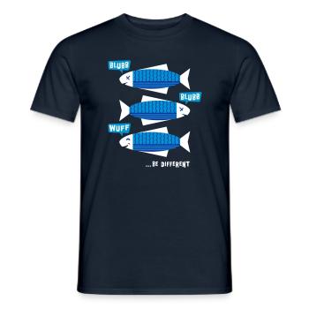 Be Different - Fische - Blubb - Be yourself - 3C - Männer T-Shirt - Navy - Vorne - AI Model Male 178 light (178cm)
