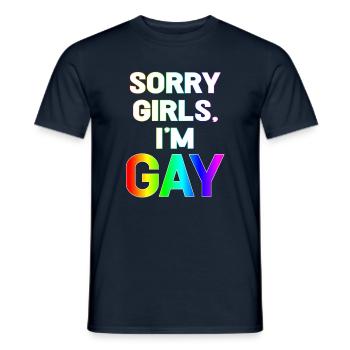 Sorry girls im gay - Men's T-Shirt - navy - Front - AI Model Male 178 light (178cm)