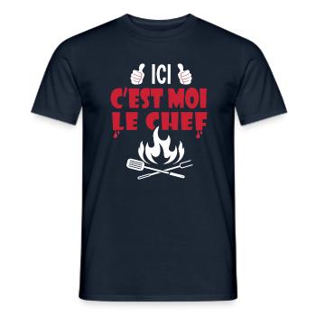 ici c est moi le chef cadeau papa barbecue - T-shirt homme - marine - Devant - AI Model Male 178 light (178cm)