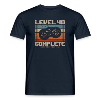 40 Cadeau d’anniversaire 40 ans Niveau 40 Complet - T-shirt homme - marine - Devant - AI Model Male 178 light (178cm)