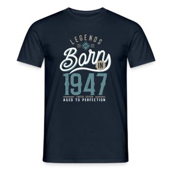 legends are born in 1947, anniversaire 75 ans - T-shirt homme - marine - Devant - AI Model Male 178 light (178cm)