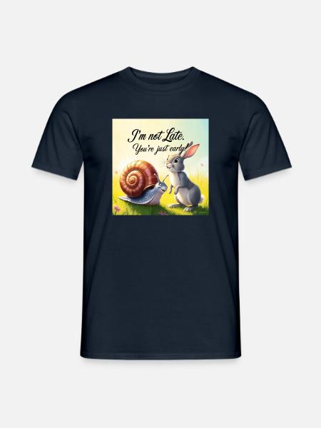 Ein Hase und eine Schnecke "Early and Late" - Männer T-Shirt - Navy