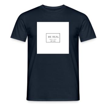 be real slogan - Männer T-Shirt - Navy - Vorne - AI Model Male 178 light (178cm)