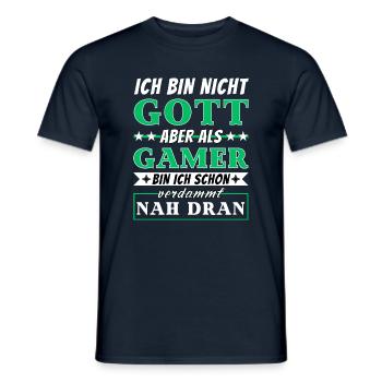 Ich bin nicht Gott aber als Gamer nah dran - Männer T-Shirt - Navy - Vorne - AI Model Male 178 light (178cm)