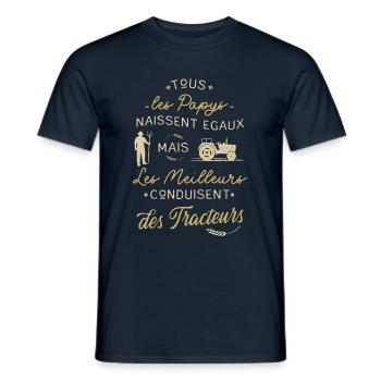 Tracteur Humour Meilleur Papy Agriculteur Fête - T-shirt homme - marine - Devant - AI Model Male 178 light (178cm)