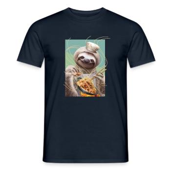 SLOTH MEE GORENG - Men's T-Shirt - navy - Front - AI Model Male 178 light (178cm)
