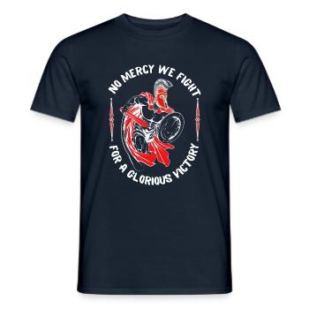NO MERCY WE FIGHT, Warrior, Kämpfer, Statement - Männer T-Shirt - Navy - Vorne - AI Model Male 178 light (178cm)