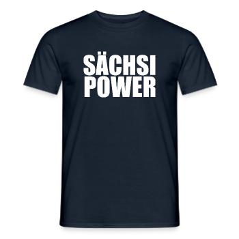 Sächsisch - Dialekt - Spruch - Männer T-Shirt - Navy - Vorne - AI Model Male 178 light (178cm)