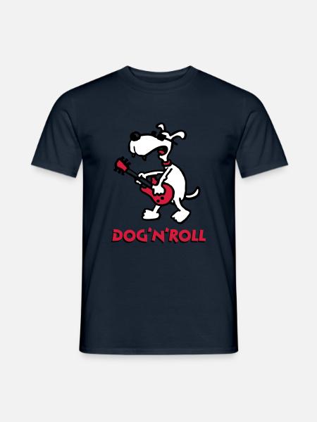 dog_n_roll_b_3c_white - T-shirt homme - marine