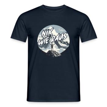 Nix wie raus - perfekt für Outdoor Fans, Wanderer - Männer T-Shirt - Navy - Vorne - AI Model Male 178 light (178cm)