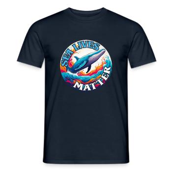Schützt das Leben im Meer Blauwal im Farbkreis - Männer T-Shirt - Navy - Vorne - AI Model Male 178 light (178cm)