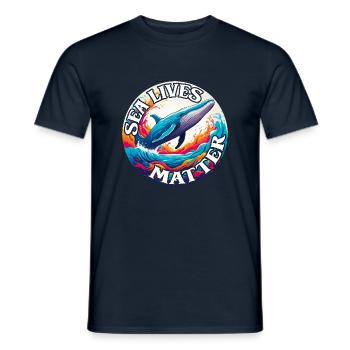 Schützt das Leben im Meer Blauwal im Farbkreis - Männer T-Shirt - Navy - Vorne - AI Model Male 178 light (178cm)