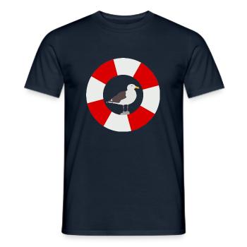 La mouette dans la bouée de sauvetage - T-shirt homme - marine - Devant - AI Model Male 178 light (178cm)
