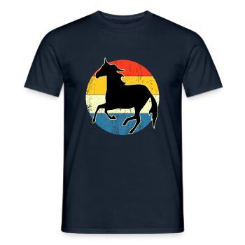 Vintage Retro Horse Sunset For Horse Lovers - Men's T-Shirt - navy - Front - AI Model Male 178 light (178cm)