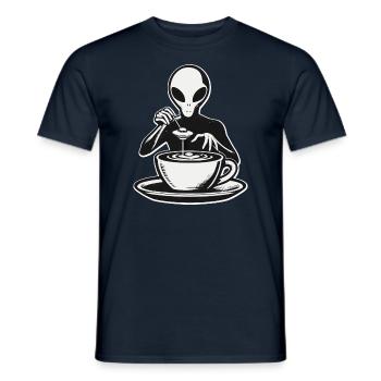 Alien Barista Silhouette avec UFO Coffee - T-shirt homme - marine - Devant - AI Model Male 178 light (178cm)