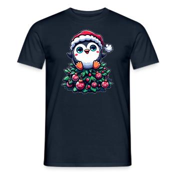 Lustiger Pinguin Weihnachtsbaum Skurril - Männer T-Shirt - Navy - Vorne - AI Model Male 178 light (178cm)