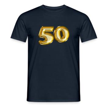 50 anniversaire de l’écriture de ballon-diapositives - T-shirt homme - marine - Devant - AI Model Male 178 light (178cm)